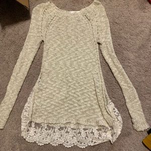 Tan Sweater With Lace